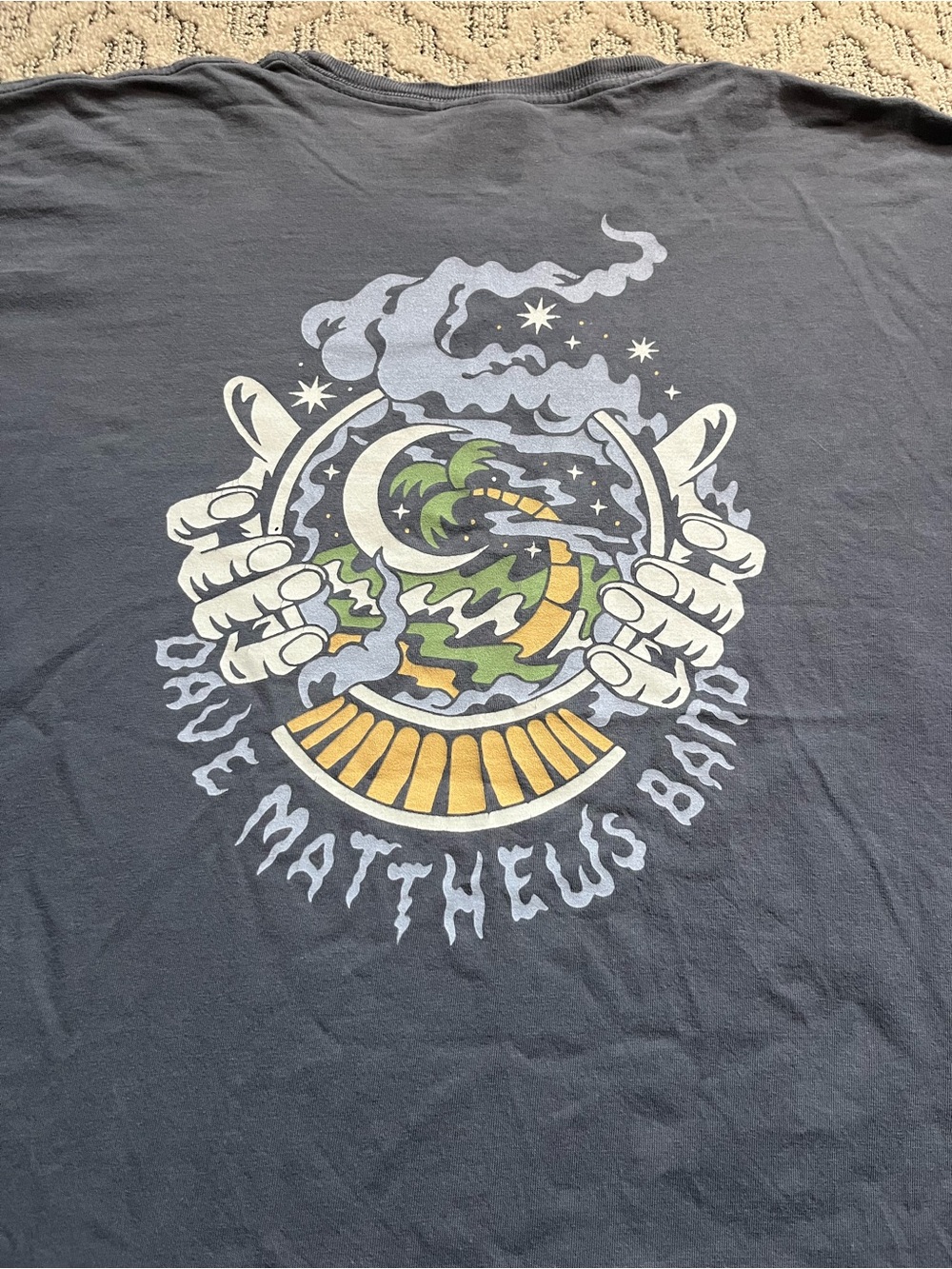 🎸 '21 Dave Matthews Band DMB Smoked Dancing Nancy Globe Dark Turquoise Tee